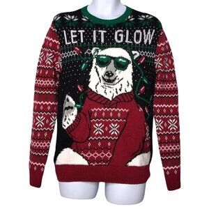NWT Ugly Christmas Sweater Polar Bear Light Up Let It Glow Holiday Sweater S